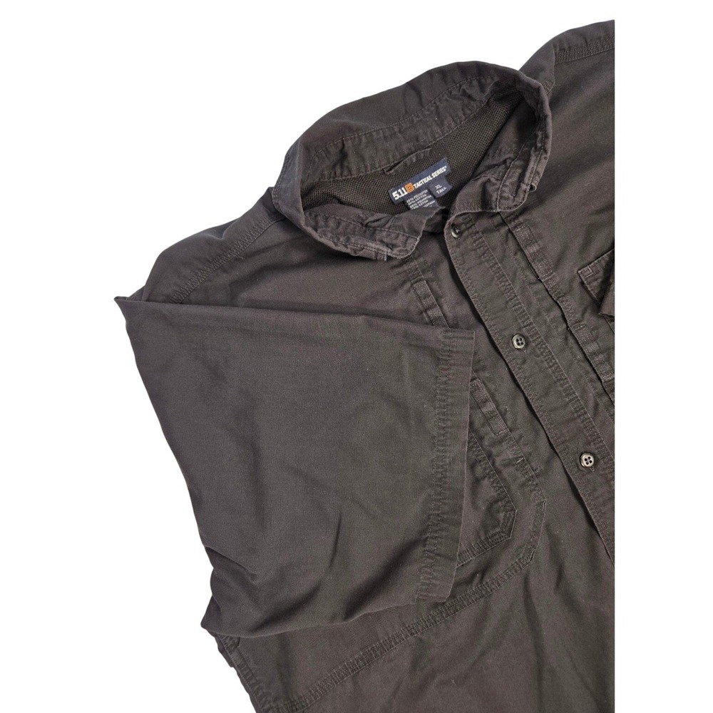 5.11 Tactical Series Mens XL Tall Black Short Sleeve Button Down Utility Shirt
